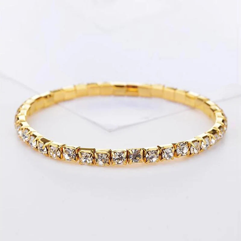Women Crystal Elastic Chain Bracelet Wedding Jewelry