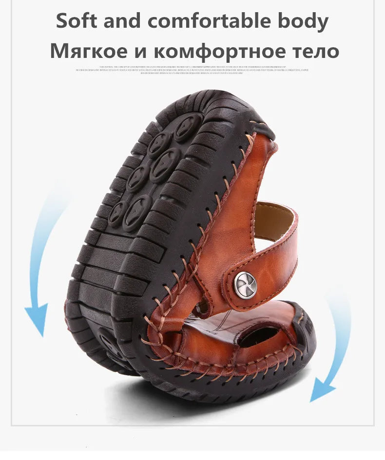 Men Leather Classic Roman Sandals