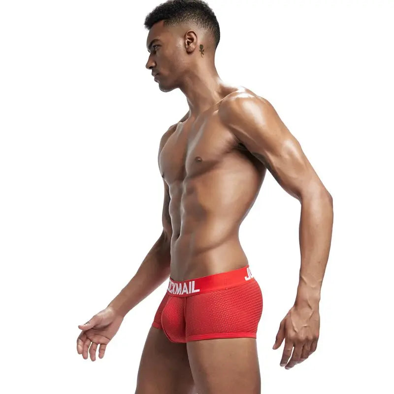 Jockmail Mesh Breathable Men Boxer Trunks Underwear