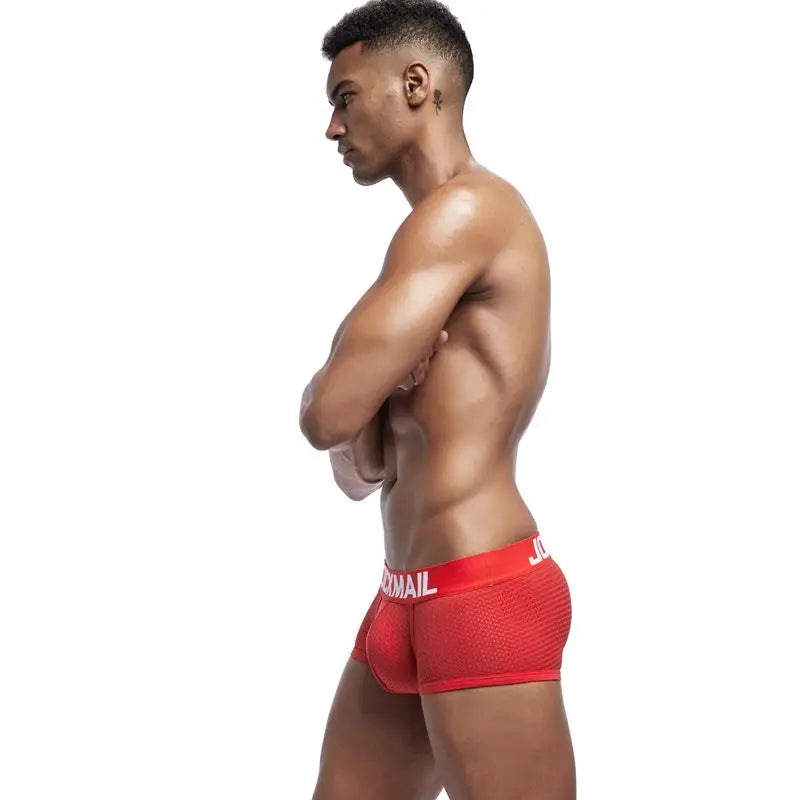 Jockmail Mesh Breathable Men Boxer Trunks Underwear
