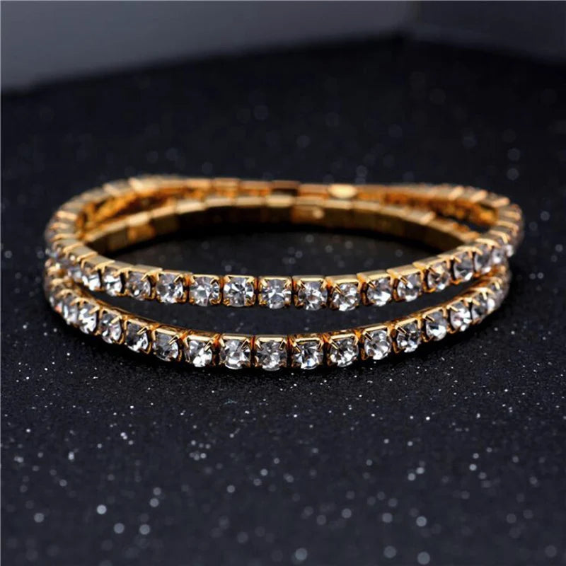 Women Crystal Elastic Chain Bracelet Wedding Jewelry