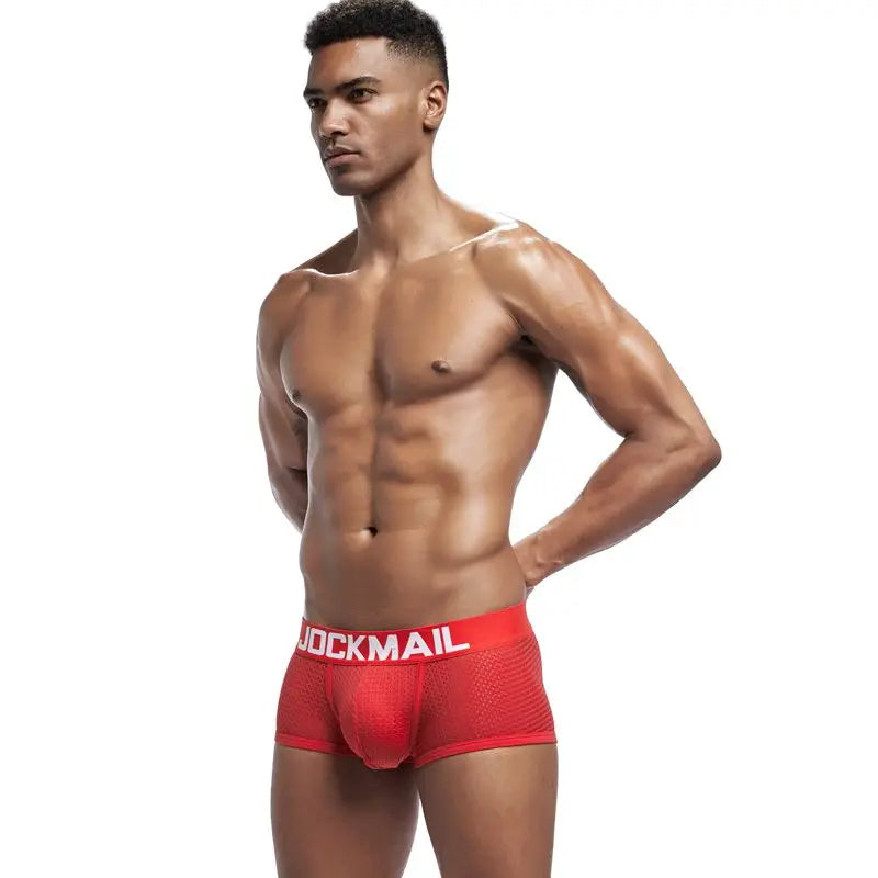 Jockmail Mesh Breathable Men Boxer Trunks Underwear