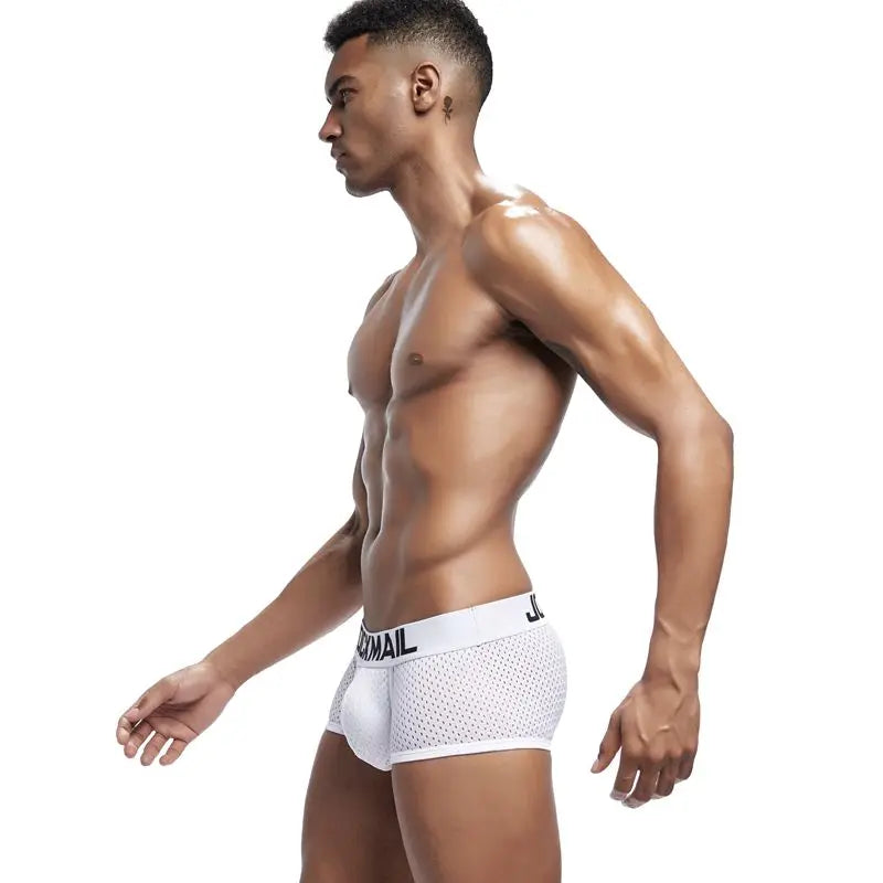 Jockmail Mesh Breathable Men Boxer Trunks Underwear