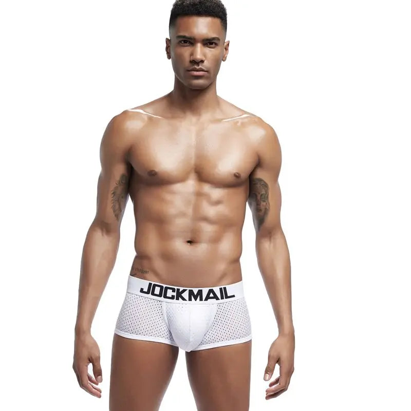 Jockmail Mesh Breathable Men Boxer Trunks Underwear