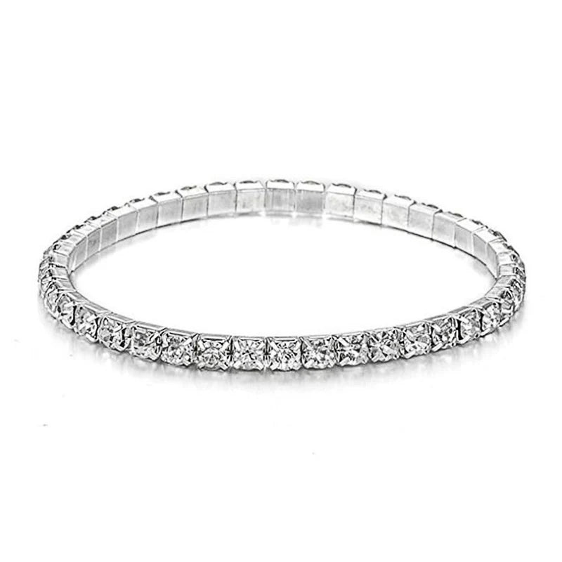 Women Crystal Elastic Chain Bracelet Wedding Jewelry