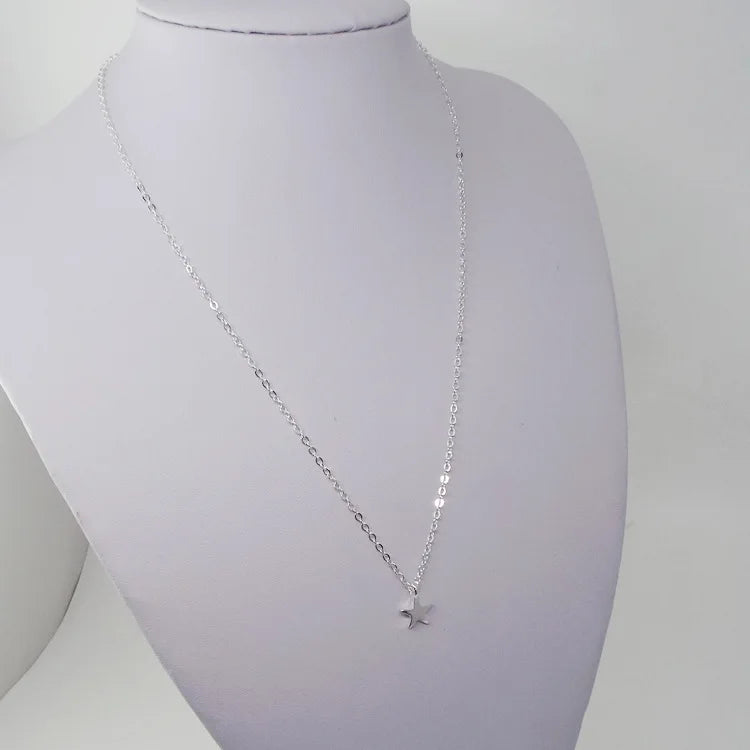 Women Fashion Gold and Silver Star Pendant Clavicle Necklace