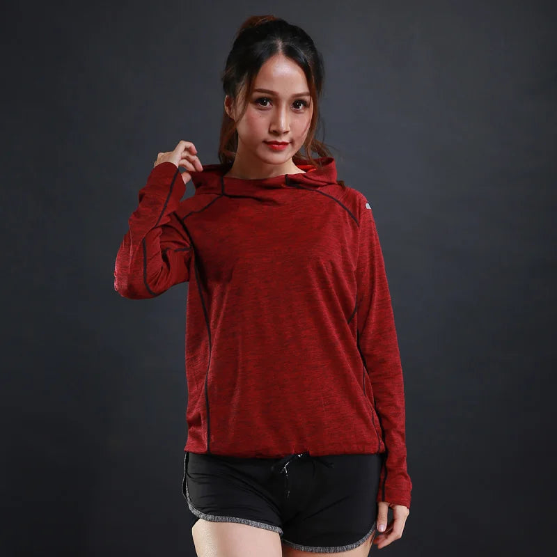 Women Quick Dry Sports Jacket Long Sleeve Running Hoodie Activewear