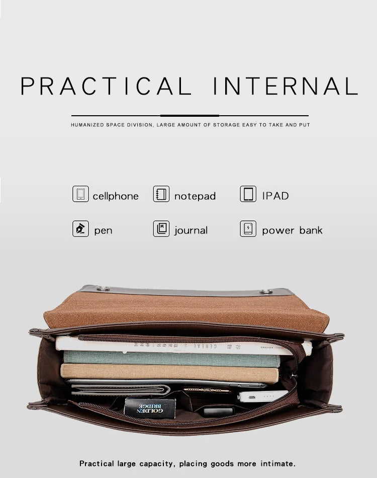 PU Leather Business Laptop Tote Briefcase Bag for Men
