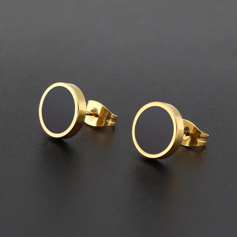 Men Vintage Round Stud Earrings Jewelry