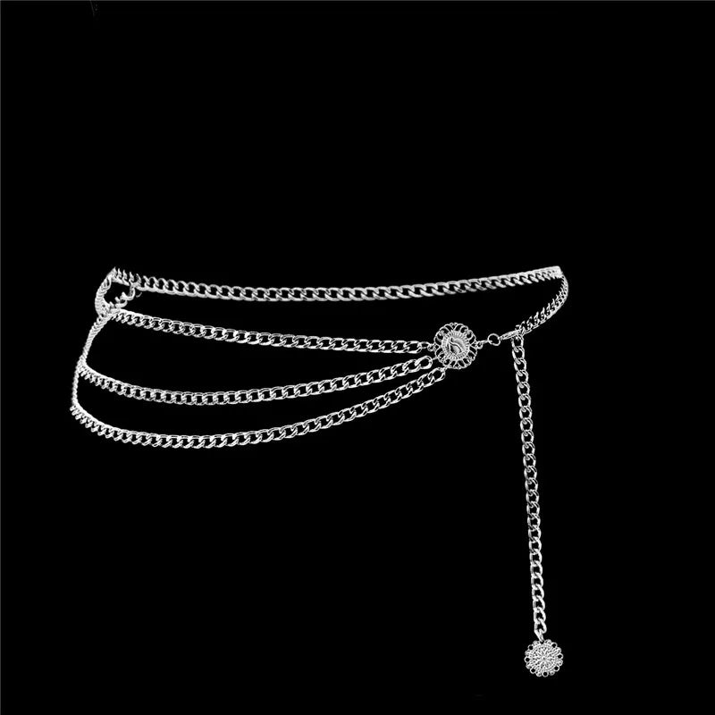 Women Multilayer Tassel Coin Waist Chain Body Jewelry