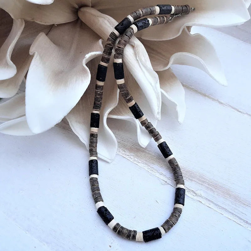 Men African Wooden Beaded Necklace