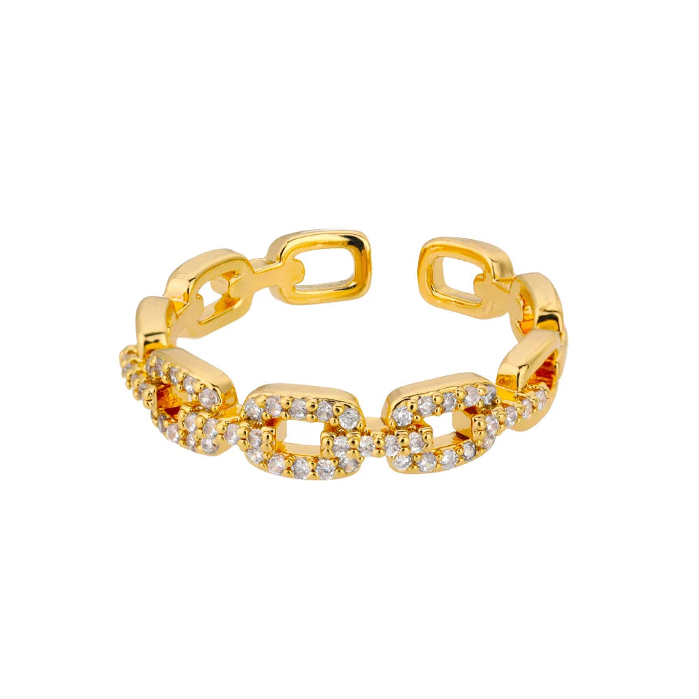 Women Classic Zircon Twist Chain Ring Fashion Jewelry
