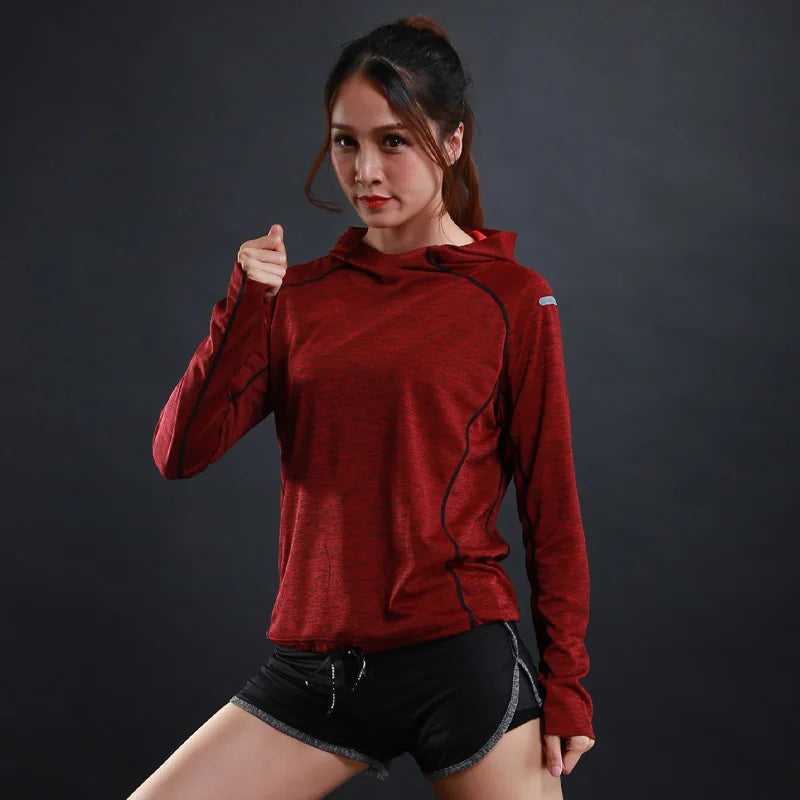 Women Quick Dry Sports Jacket Long Sleeve Running Hoodie Activewear