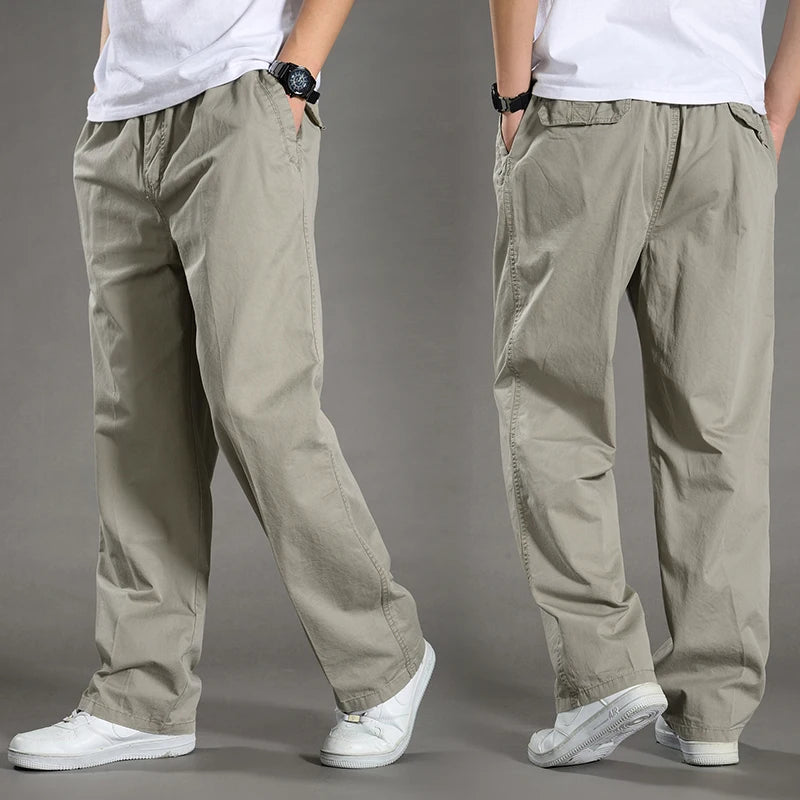 Mens Cargo Pants Cotton Work Wear Summer