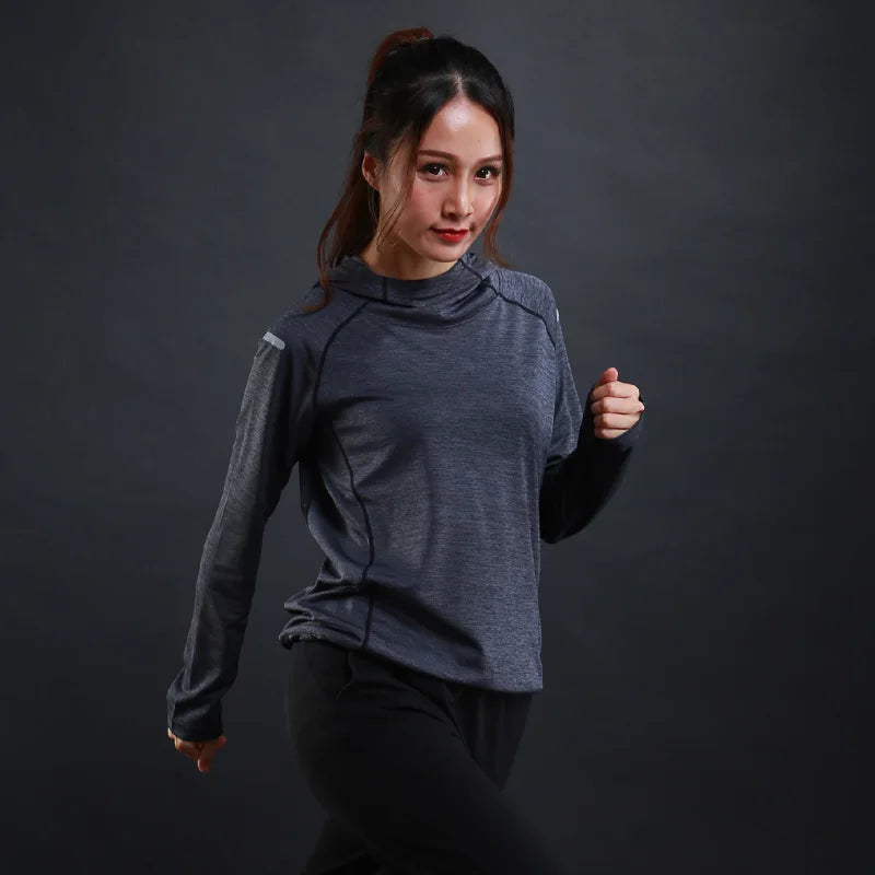 Women Quick Dry Sports Jacket Long Sleeve Running Hoodie Activewear