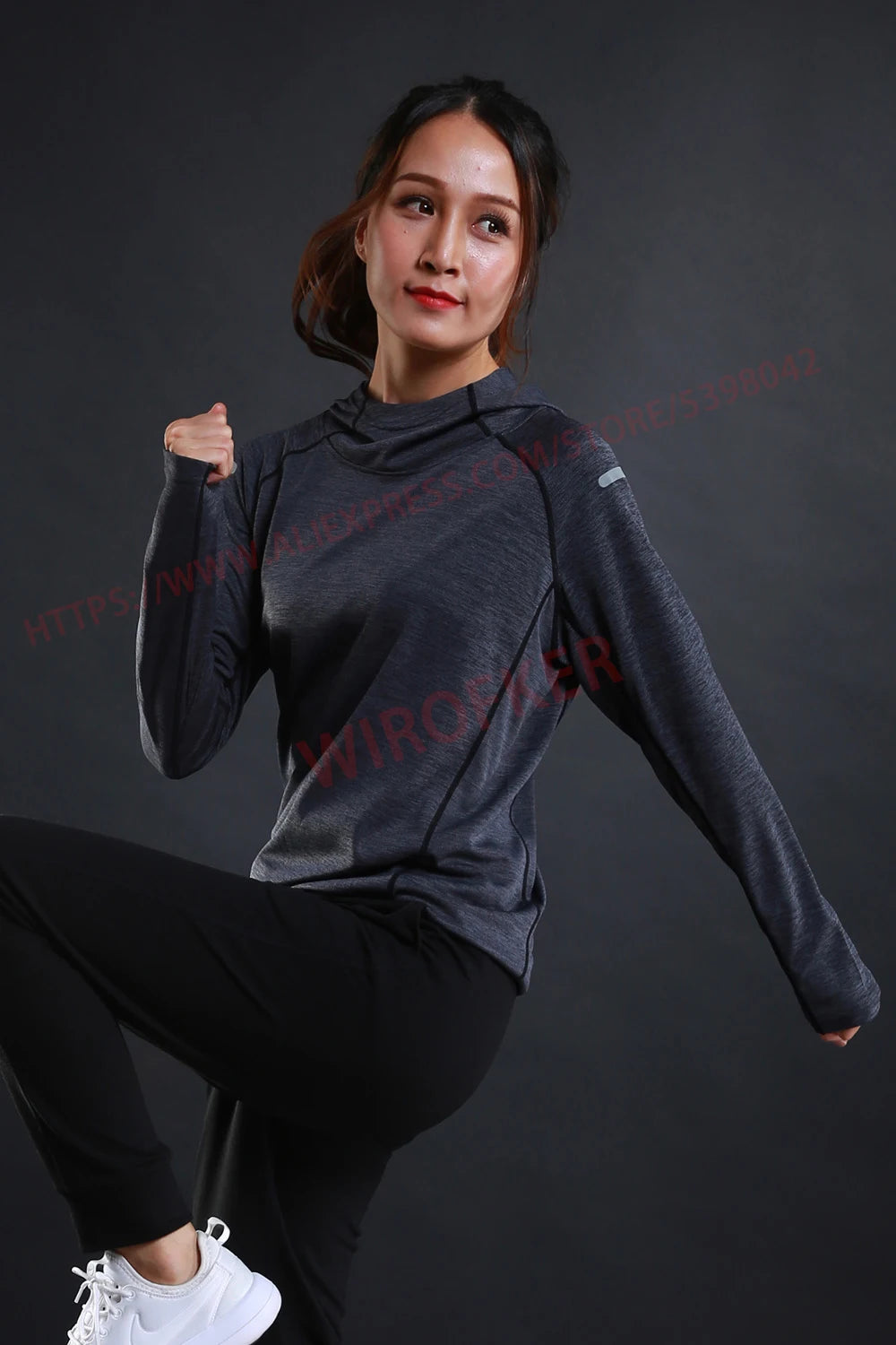 Women Quick Dry Sports Jacket Long Sleeve Running Hoodie Activewear