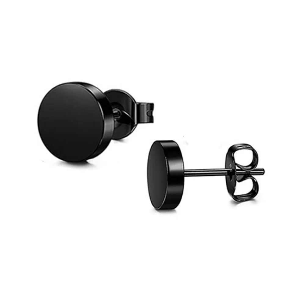 Men Vintage Round Stud Earrings Jewelry