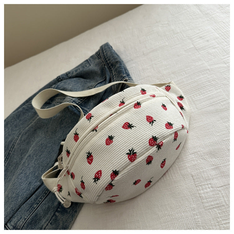 Corduroy Fashion Waist Chest Fanny Pack Bag for Women