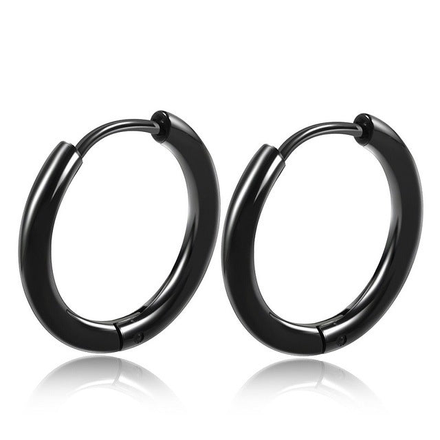 Men Stainless Steel Small Hoop Earrings