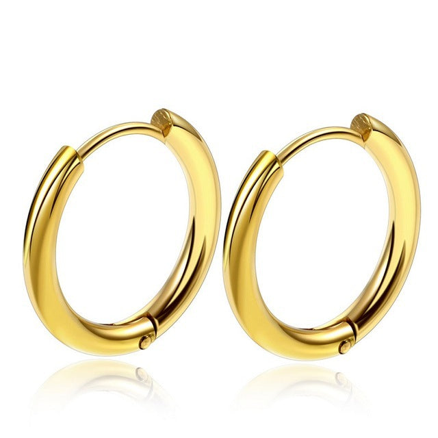 Men Stainless Steel Small Hoop Earrings