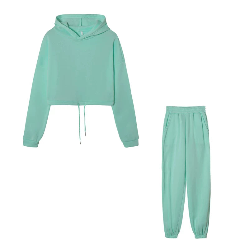 Women Long Sleeve Casual 2 Piece Set Waist Fit Sports Outfit