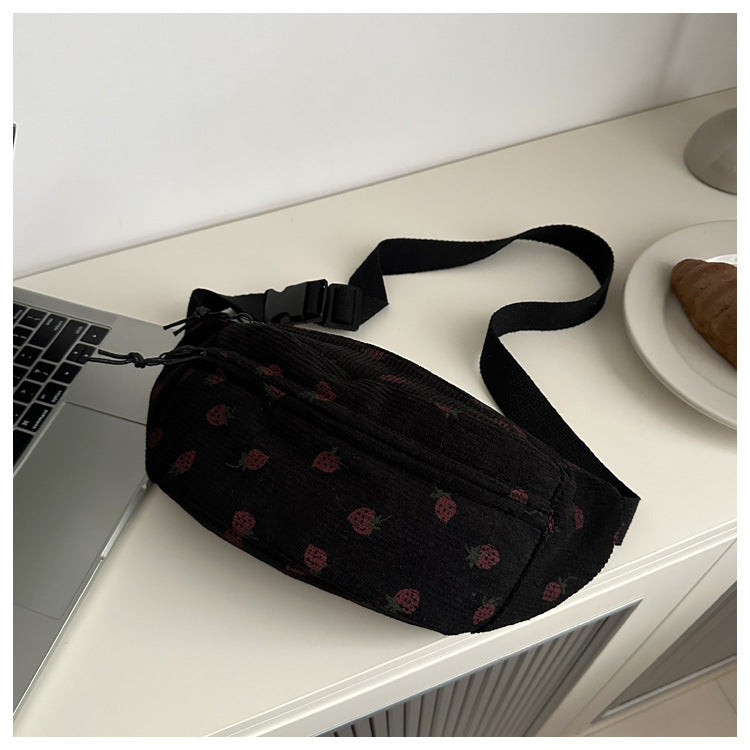 Corduroy Fashion Waist Chest Fanny Pack Bag for Women