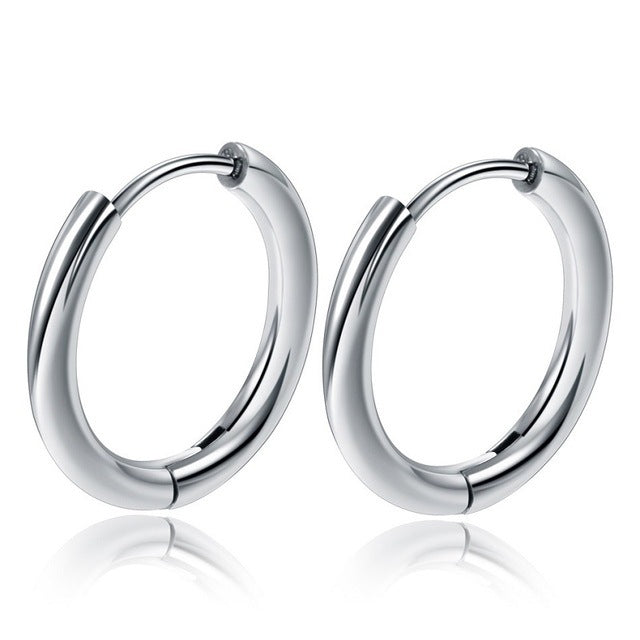 Men Stainless Steel Small Hoop Earrings