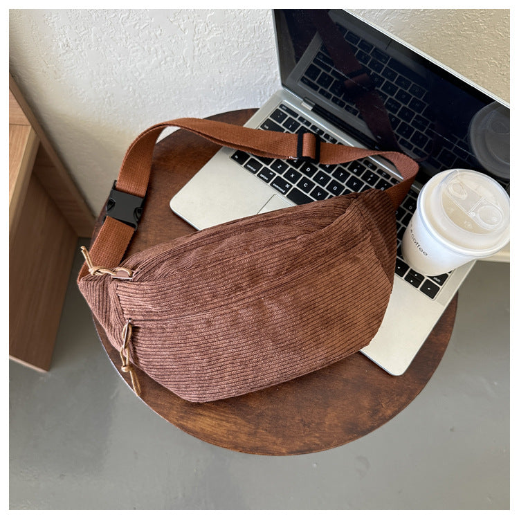 Corduroy Crossbody Waist Chest Bag for Women