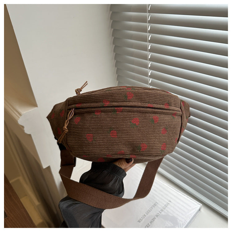 Corduroy Fashion Waist Chest Fanny Pack Bag for Women