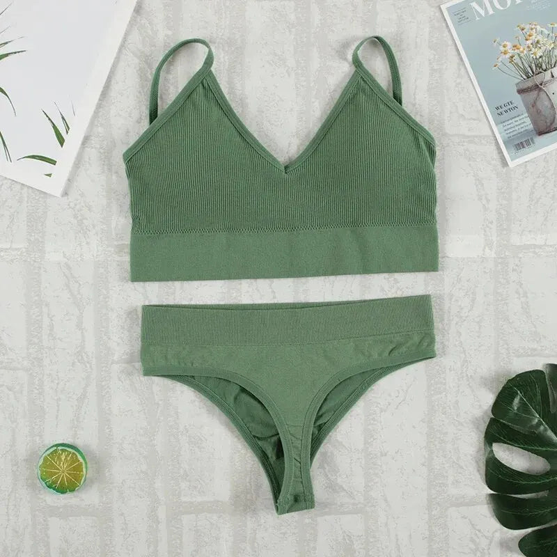Seamless Bralette and G String Set for Women