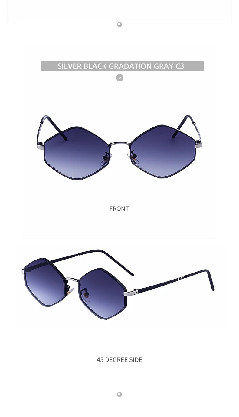 Women Hexagon Punk Vintage Polygon Sunglasses Fashion Eyewear