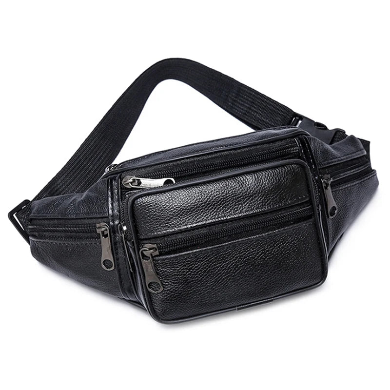 PU Leather Waist Belt Fanny Pack Bag for Men