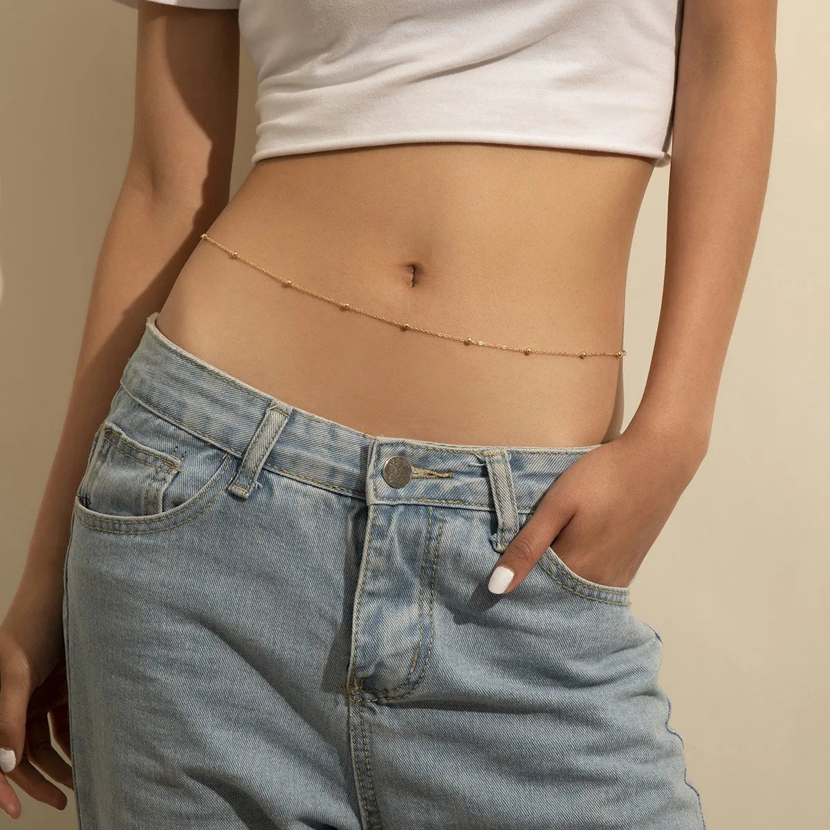 Women Glitter Waist Chain Metal Belt