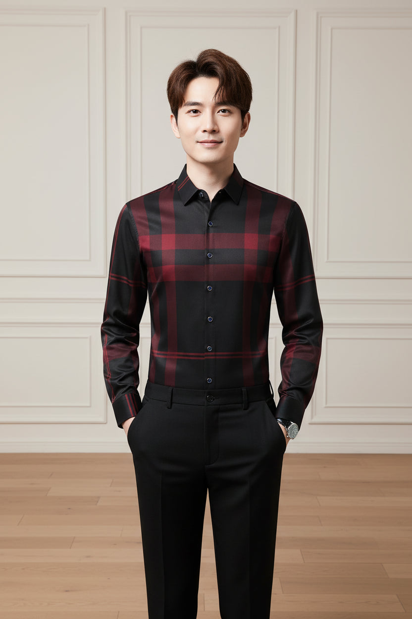 Men Printed Wrinkle Free Long Sleeve Shirt