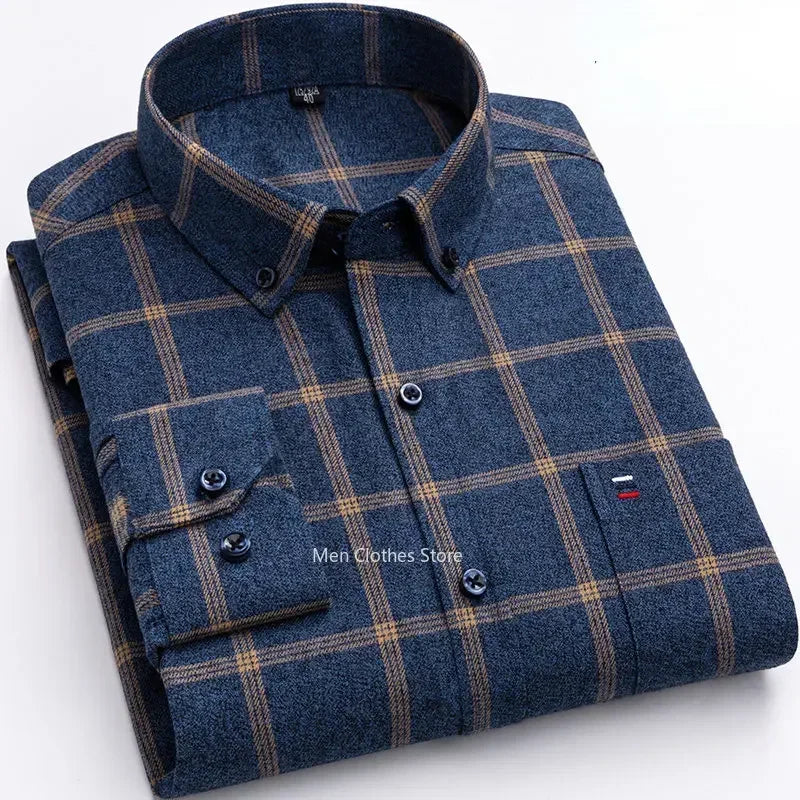 Men’s Cotton Plaid Long Sleeve Shirt