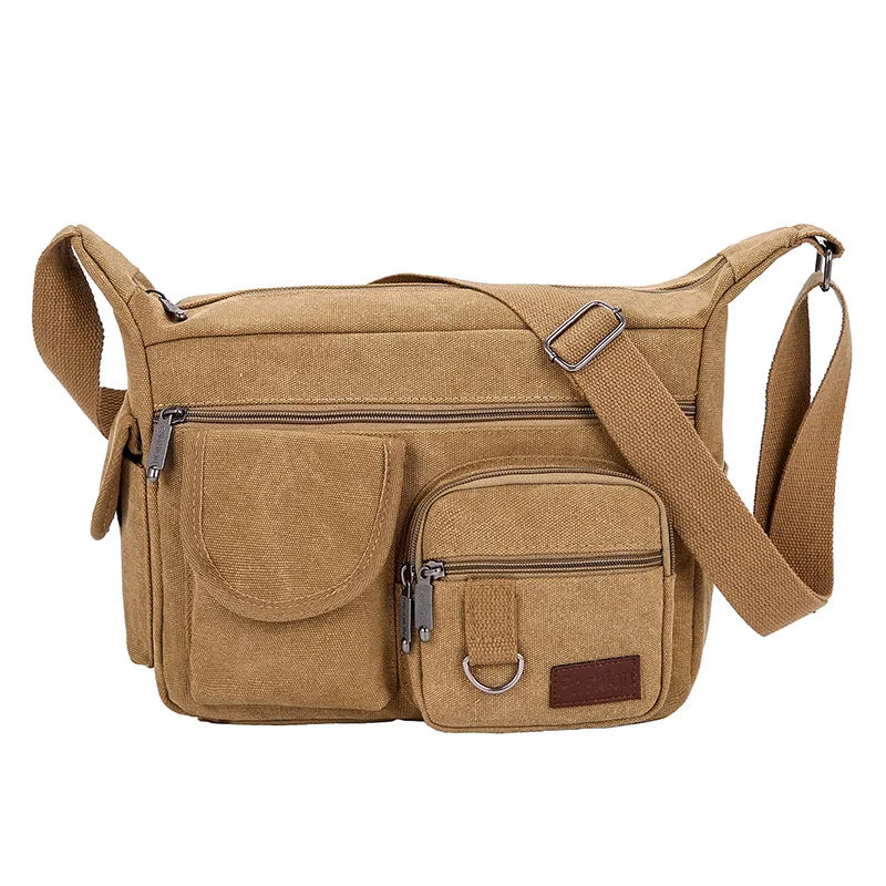 Large Capacity Canvas Crossbody Messenger Tote Bag for Men