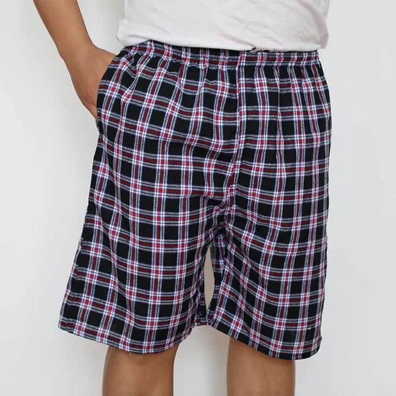 Men Cotton Blend Boxer Shorts Plaid Sleepwear Lounge Underpants