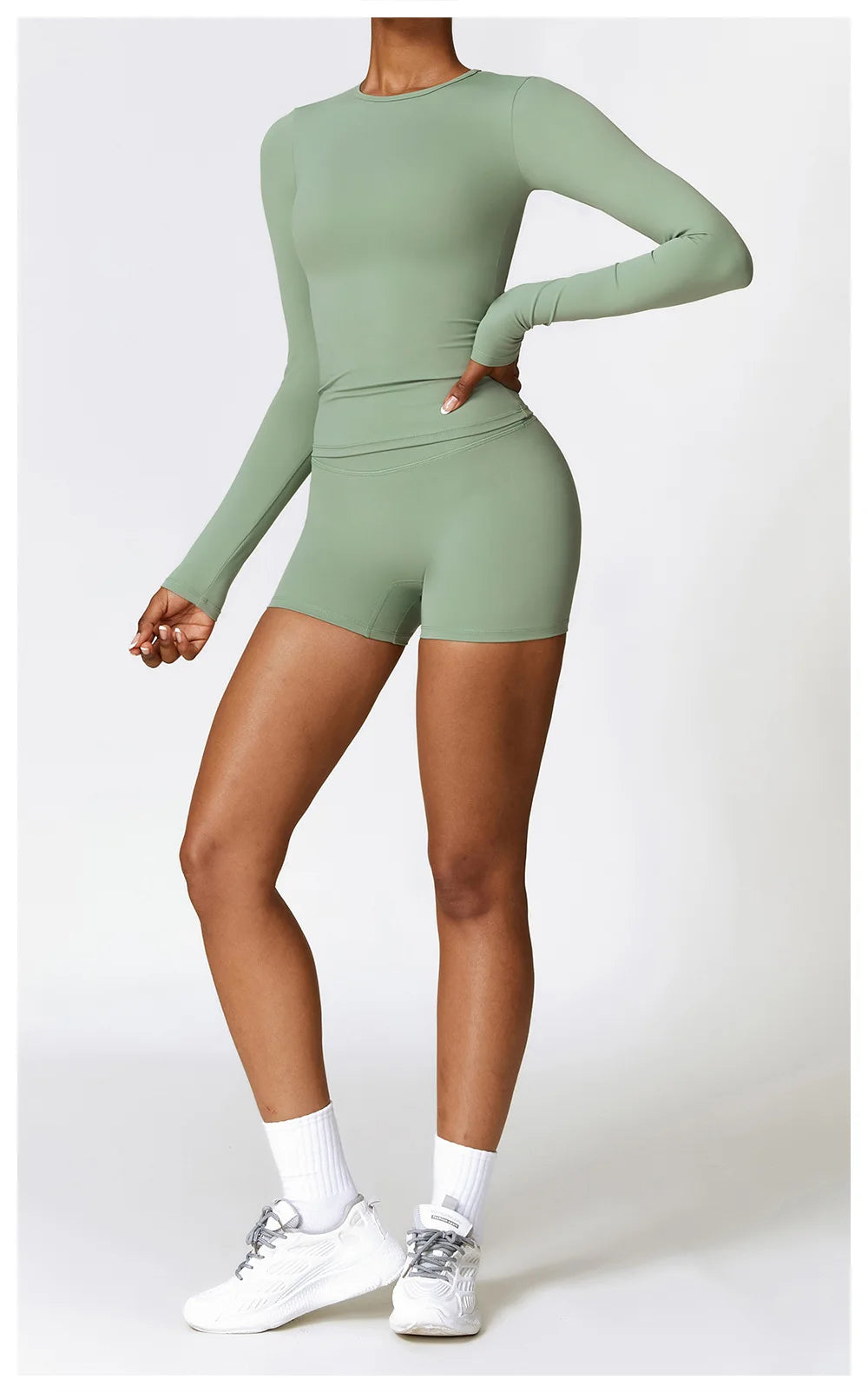 Women Long Sleeve Crop Yoga Top Quick Dry Fitness Shirt
