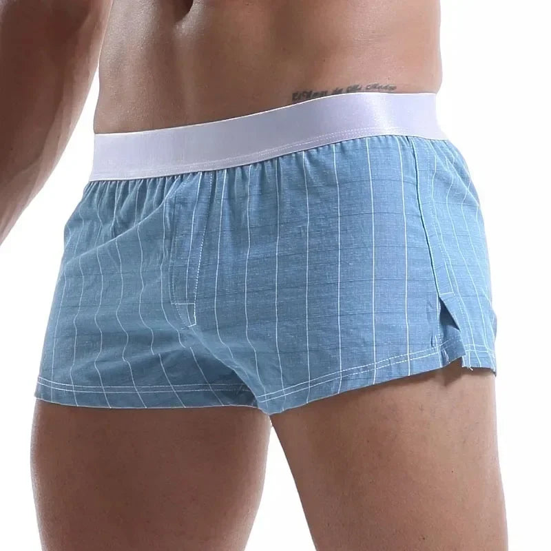 Cotton Loose Plaid Boxer Shorts for Men