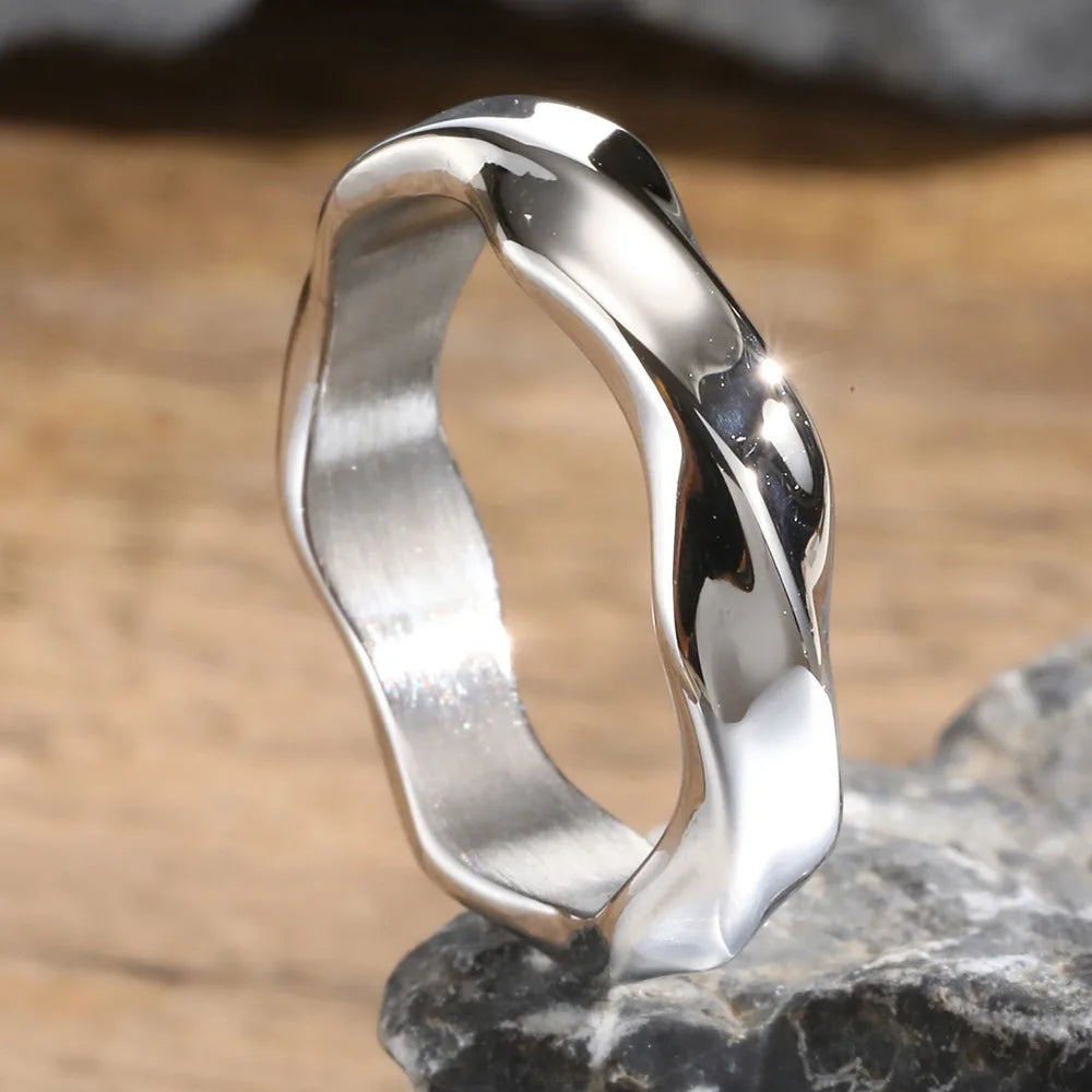 Men Vnox Twisted Stainless Steel Mobius Ring