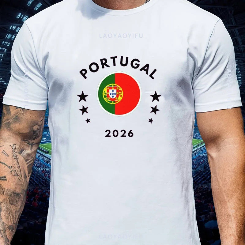 Portugal Football Fan Cotton T Shirt for Men