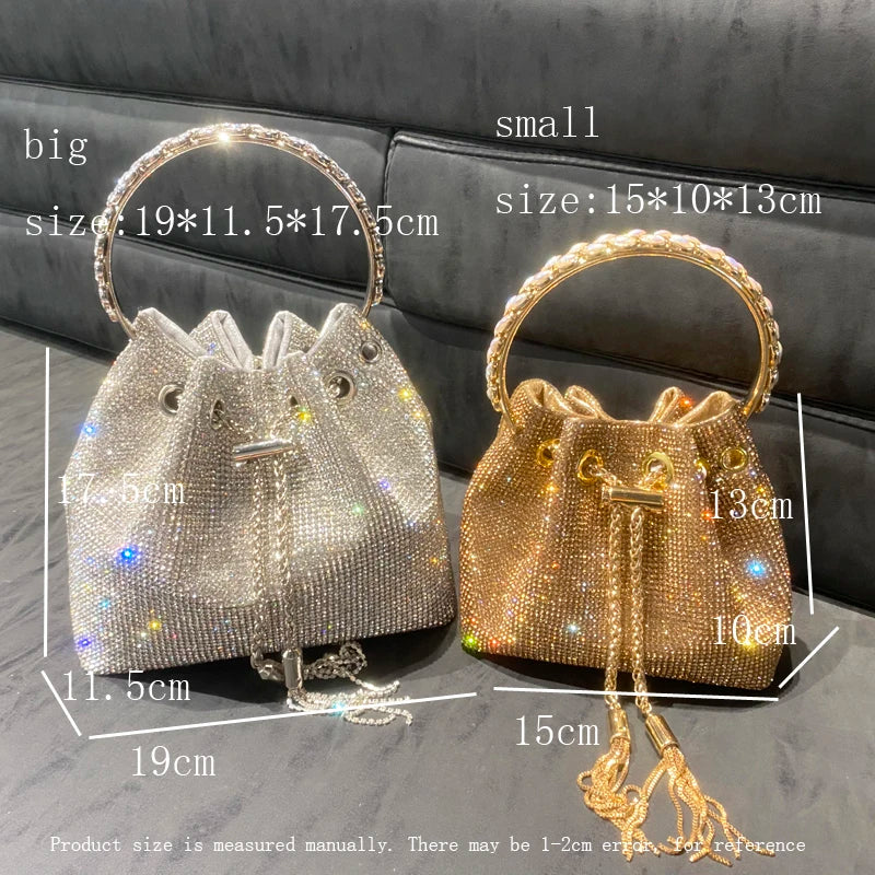 Luxury Rhinestone Bucket Evening Bag for Women
