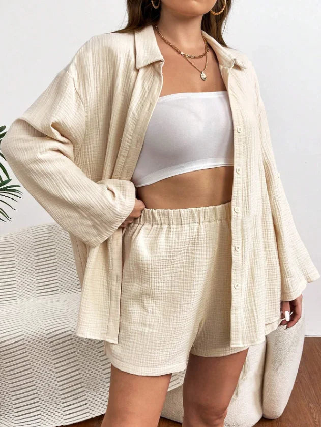 Women Casual 2 Piece Set Loose Top and Shorts Summer Outfit