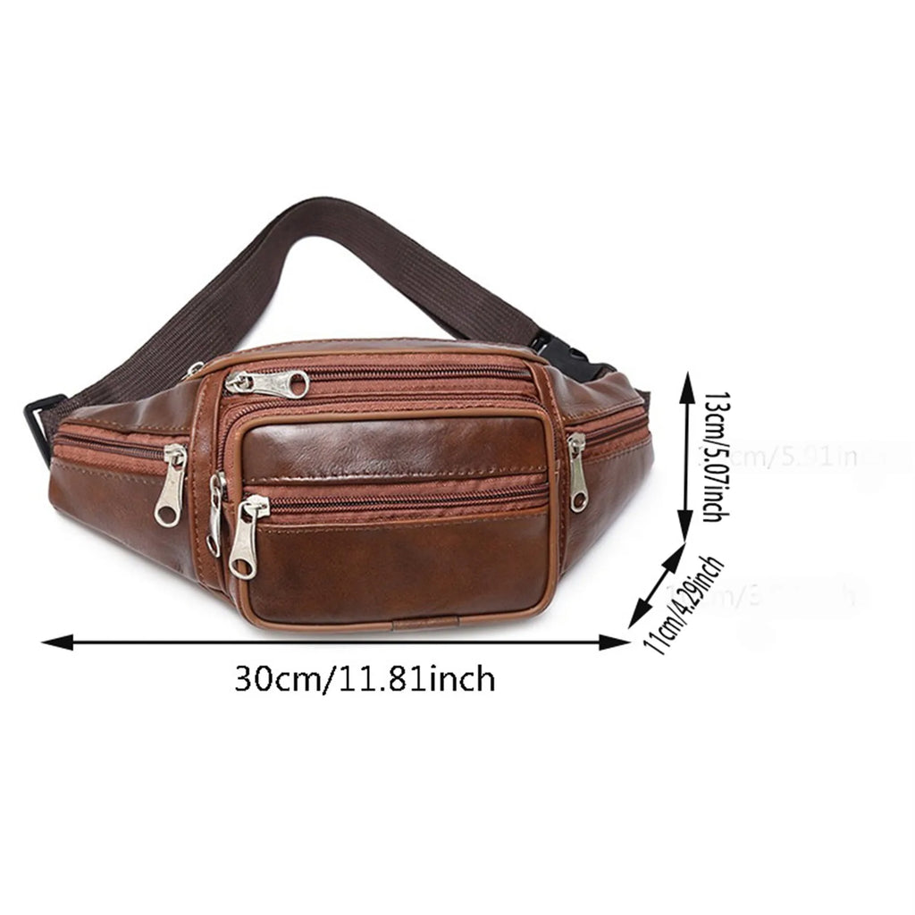 PU Leather Waist Belt Fanny Pack Bag for Men