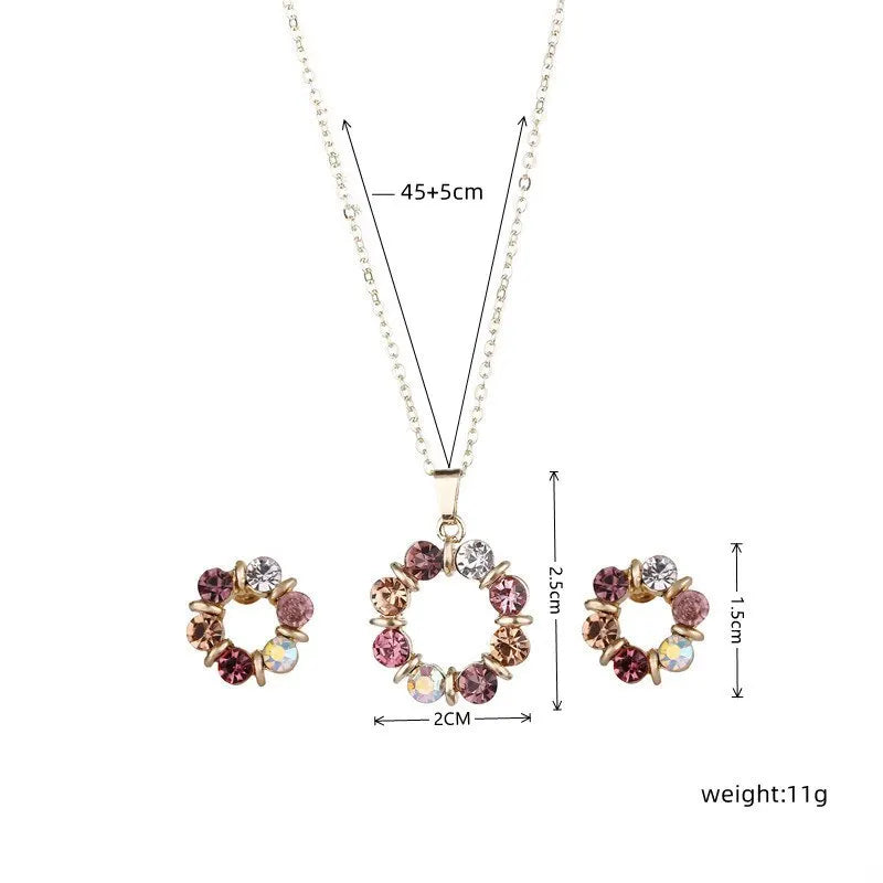 Women Fashion Stained Glass Circle Jewelry Set