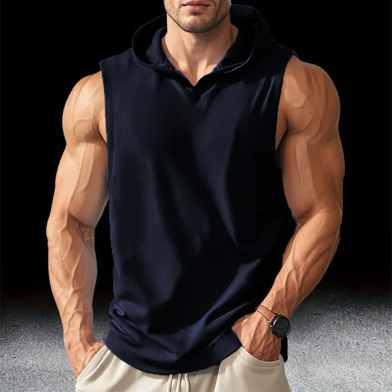 Men Hooded Running Gym Tank Top Vest