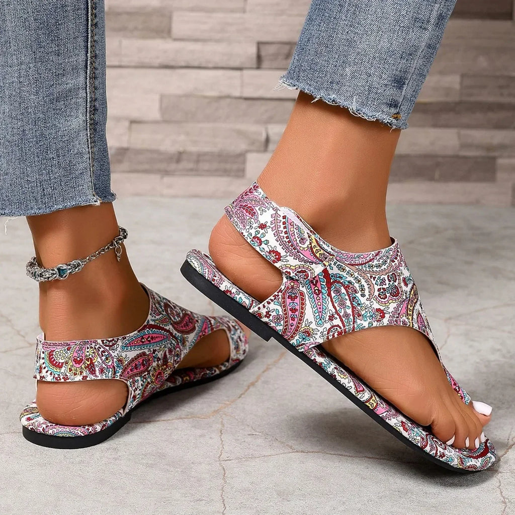 Women Printed Bohemia Roman Style Flat Sandals