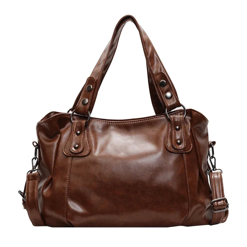 Large Capacity PU Leather Crossbody Tote Bag for Women