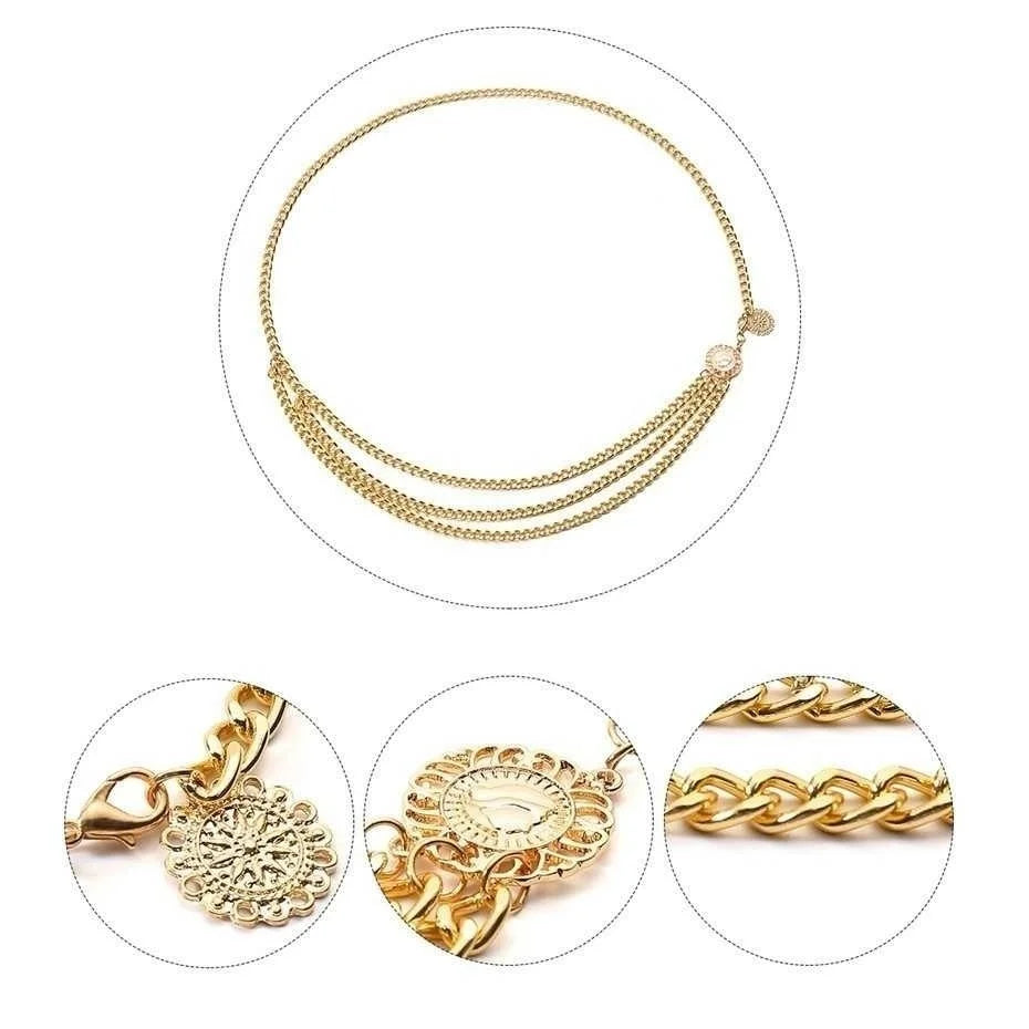 Women Multilayer Tassel Coin Waist Chain Body Jewelry