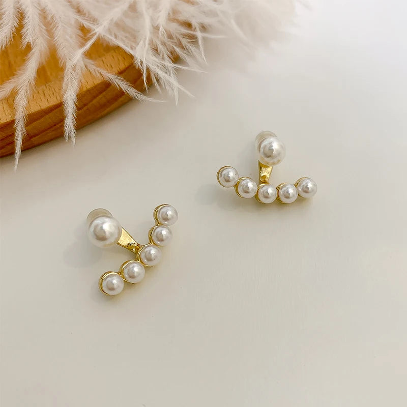 Women Pearl Crystal Star Stud Earrings Fashion Jewelry